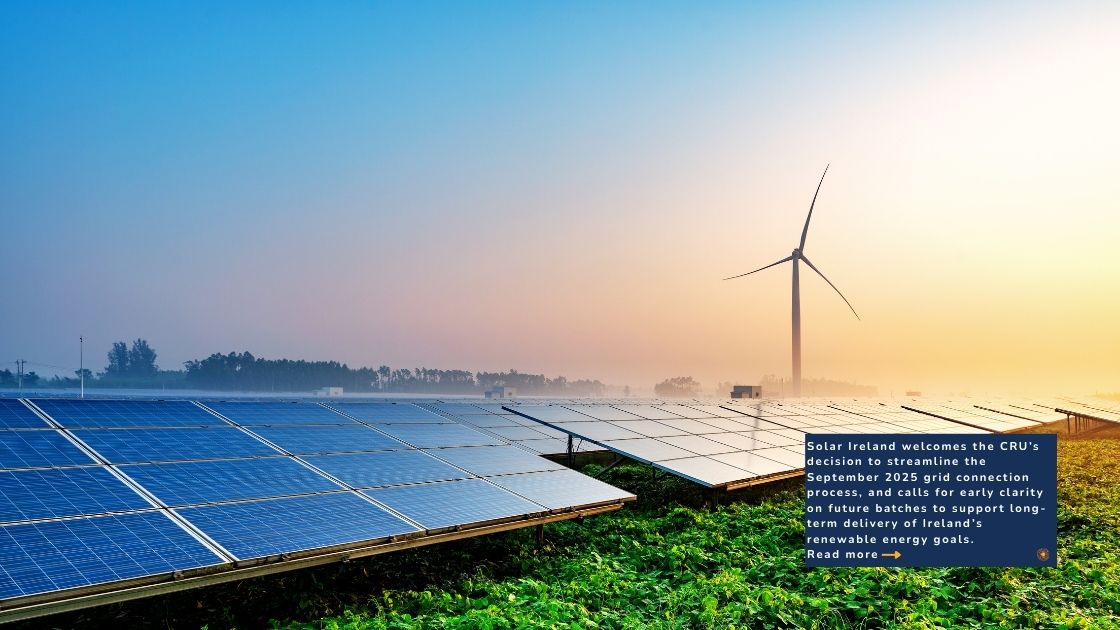 Solar Farm with wind turbine on the back